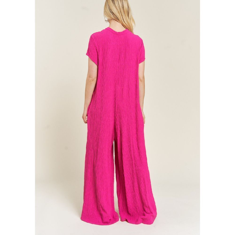 Jade by Jane XL Jumpsuit textured shirt sleeve fushia NWOT - Picture 3 of 10